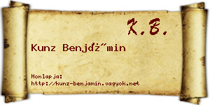 Kunz Benjámin névjegykártya